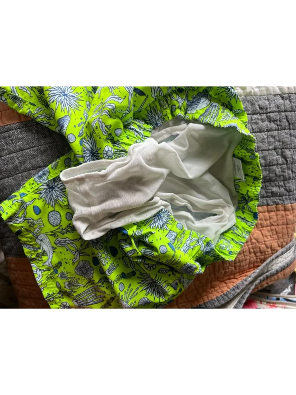 Lime Green Marine Life Patterned  Swim Trunk Shorts by EGG susan Lazar Size 8
